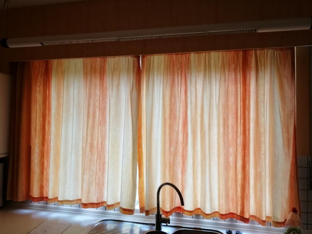 Tentures dans des tons orangés H120 x L260, Maison & Meubles, 200 cm ou plus, Enlèvement ou Envoi, Utilisé, 100 à 150 cm