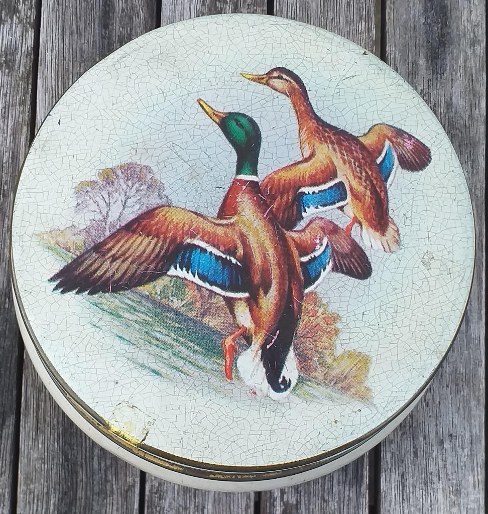 oude blikken doos - wilde eenden, Verzamelen, Blikken, Ophalen of Verzenden