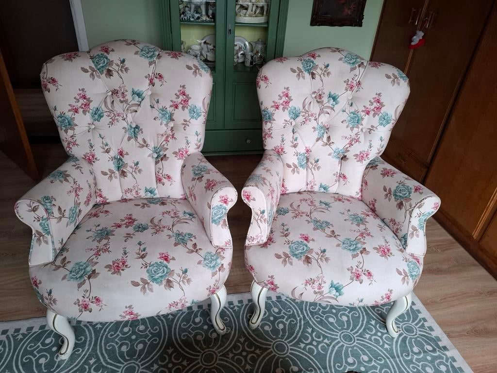 2 gebloemde stoffen zeteltjes, Huis en Inrichting, Fauteuils, Ophalen