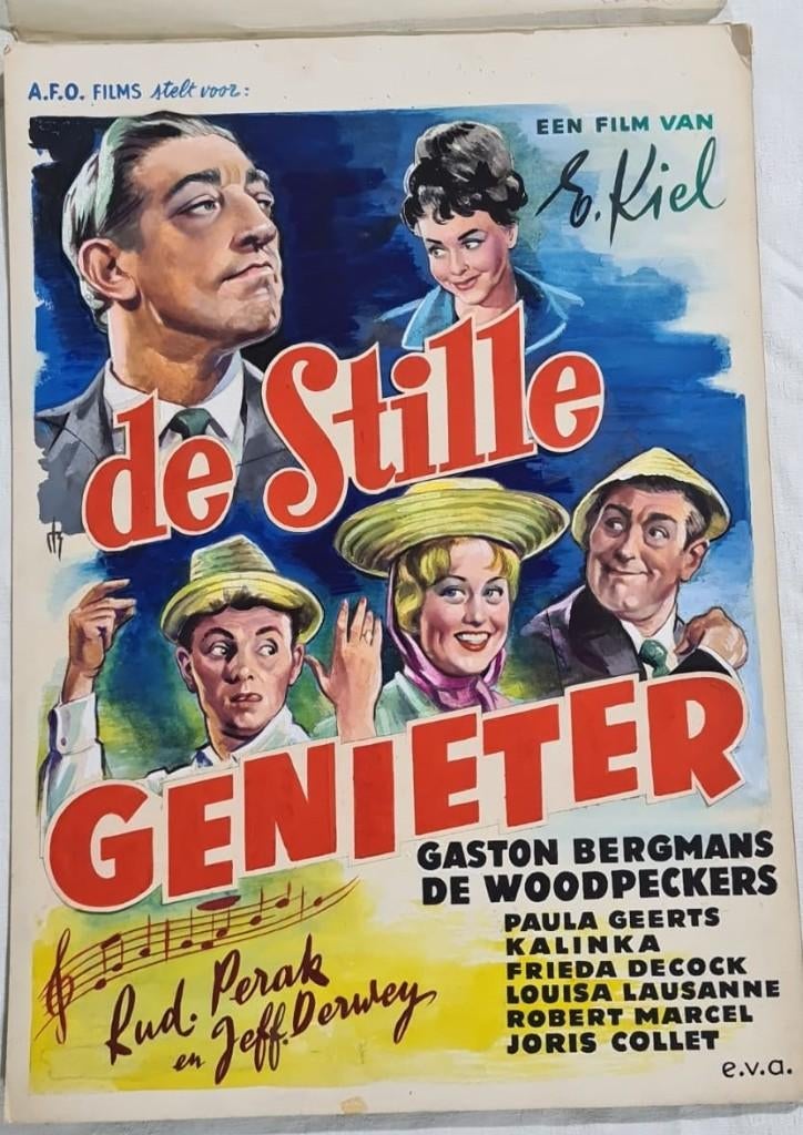 Origineel ontwerp van filmaffiche, De stille genieter, 1961, Ophalen of Verzenden, Gebruikt, Film, Poster