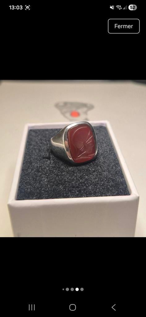 Chevalière intailler argent 925, Bijoux, Sacs & Beauté, Enlèvement ou Envoi, Argent, Argent