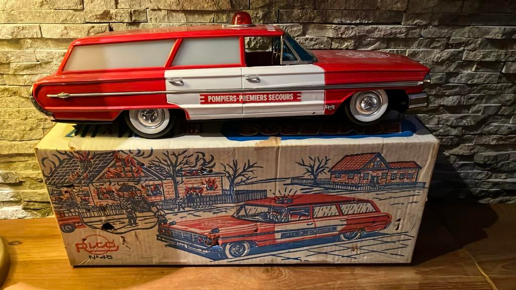 Voiture pompiers RICO, Antiek en Kunst, Antiek | Speelgoed, Ophalen of Verzenden