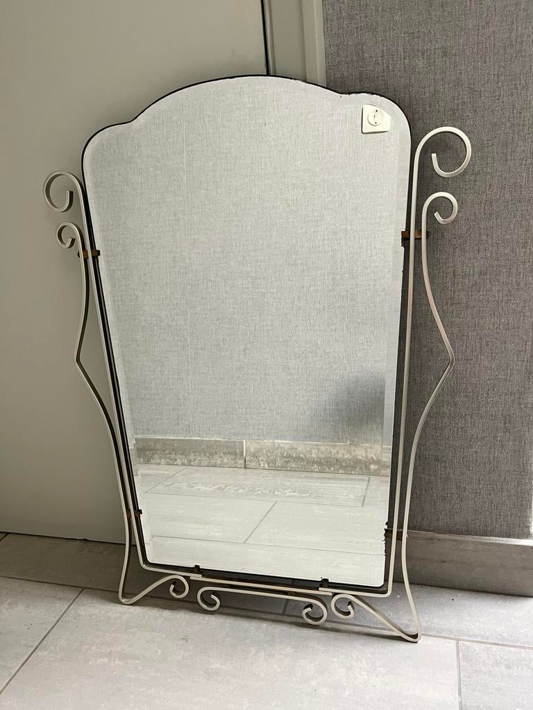 Miroir élégant avec cadre en aluminium - Années 1950, Enlèvement, Rectangulaire, 50 à 100 cm, Moins de 100 cm
