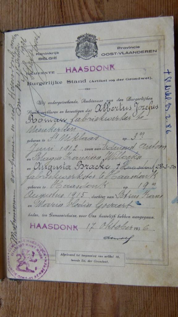 Trouwboekje Bracke, Ophalen of Verzenden