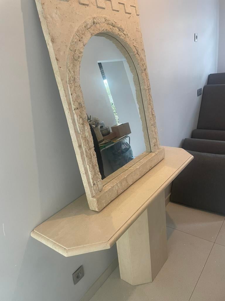 Console en marbre travertin beige, Enlèvement, Comme neuf