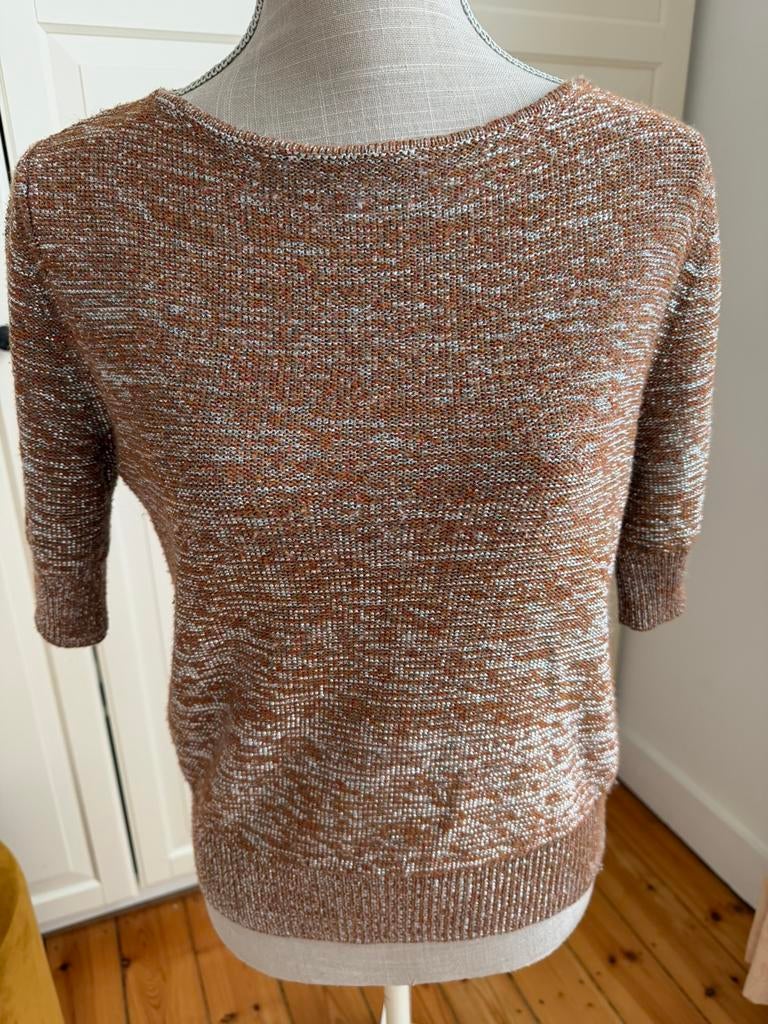 NATAN - S of 36 - tricot truitje in bruin en zilverdraag TOP, Ophalen of Verzenden, Zo goed als nieuw, Maat 36 (S), Beige