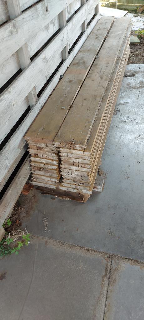 24 planken in vuren hout (tand en groef) klikt in mekaar, Doe-het-zelf en Bouw, Hout en Planken, Gebruikt, 25 tot 50 mm, 250 tot 300 cm