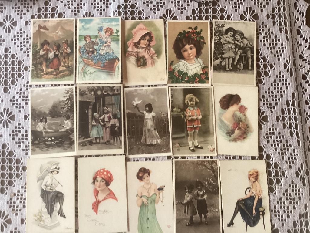 15 postkaarten prenten + folder BIO-TEX volledige reeks, Ophalen of Verzenden, Gebruikt