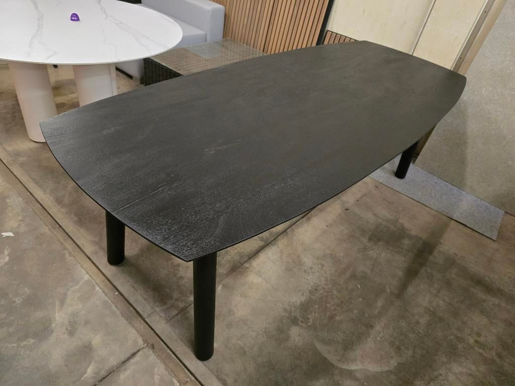 Zwarte Deens ovale massieve tafel 240x100x77H, Ophalen, Ovaal