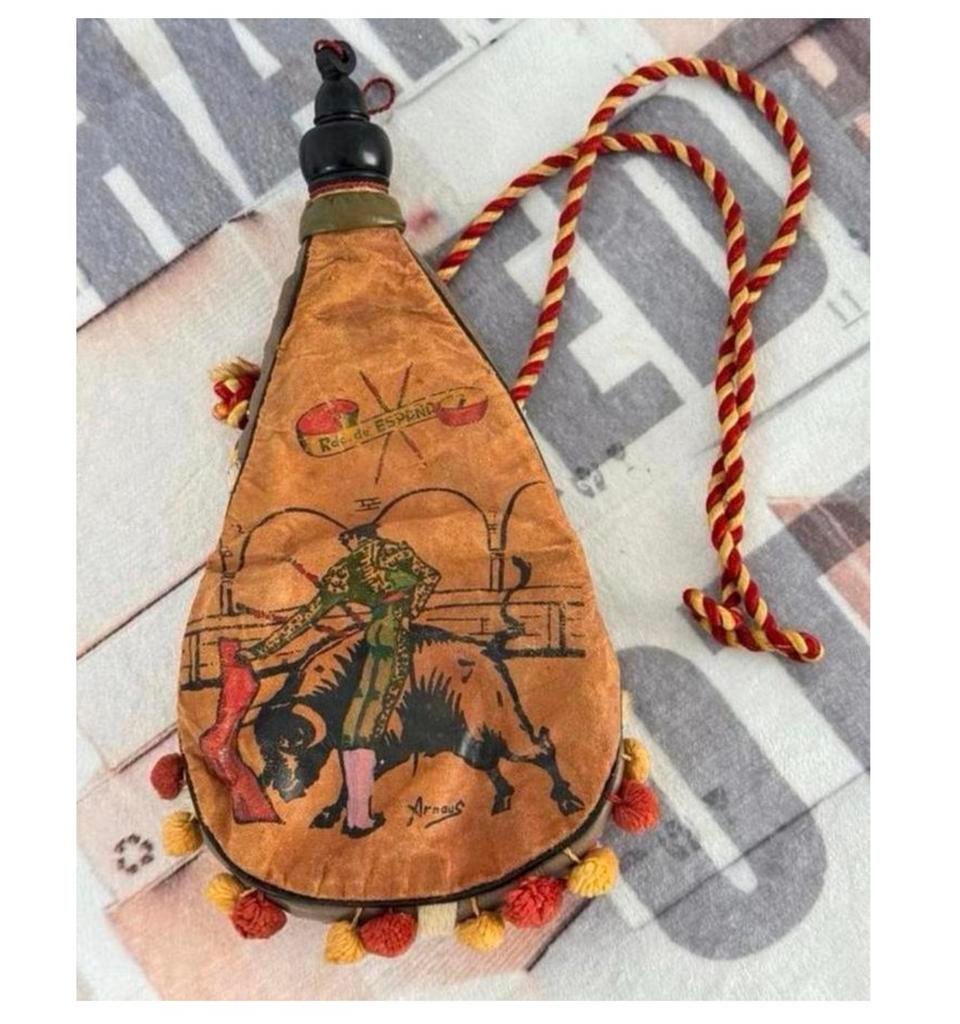 Spanje 1970 lederen Boto tas wijn water drinkzak Espana, Ophalen of Verzenden