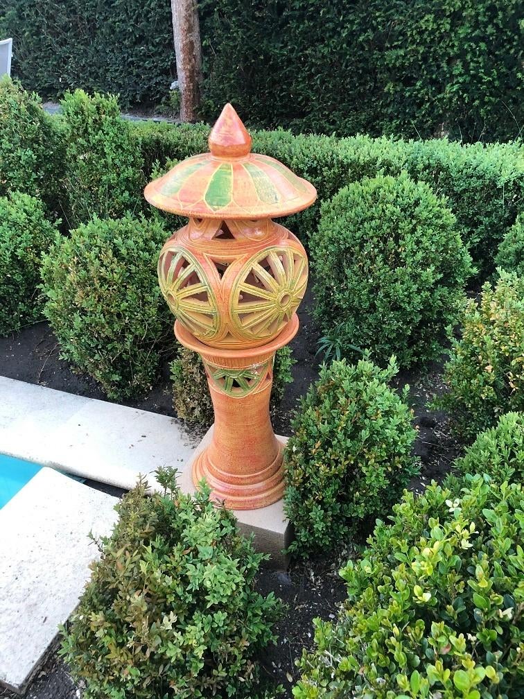TERRACOTTA LAMP OP ZUIL 3-delig IBIZA STYLE DECORATIE, Tuin en Terras, Ophalen, Zo goed als nieuw, Overige materialen, Staande lamp