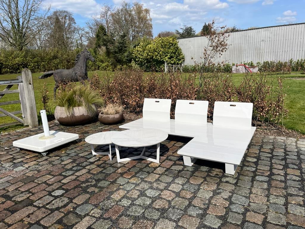 Exterioo salon set met zweefparasol, Jardin & Terrasse, Chaises de jardin, Comme neuf, Aluminium, Enlèvement