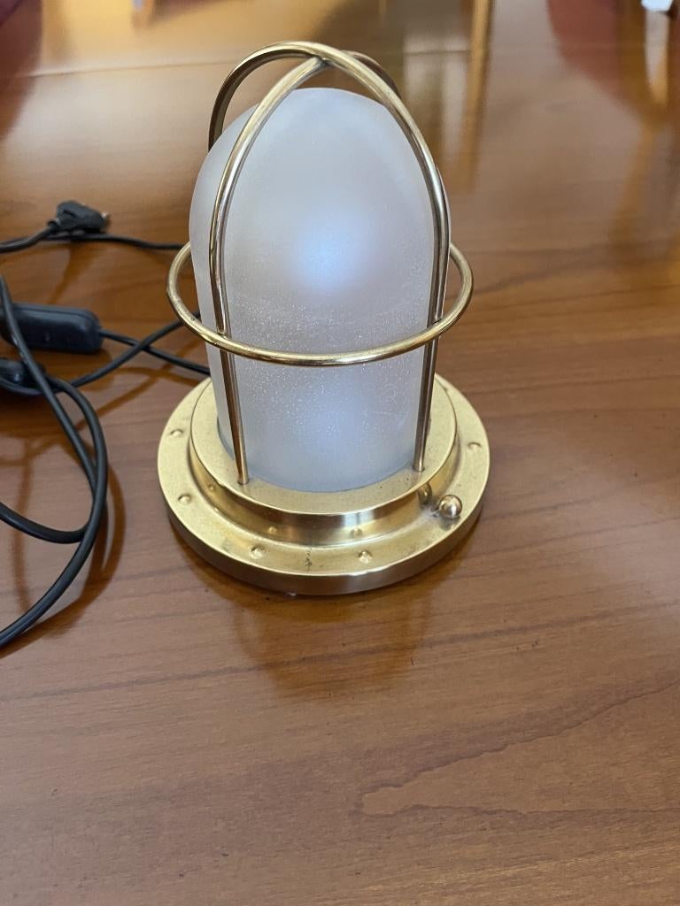 lampe électrique style industriel hublot bateau laiton, Moins de 50 cm, Verre, Enlèvement, Utilisé