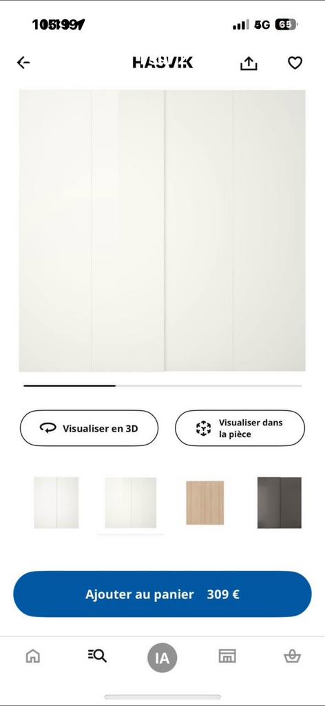Porte coulissante Hasvik ikea 200x236, Maison & Meubles, Enlèvement, Comme neuf
