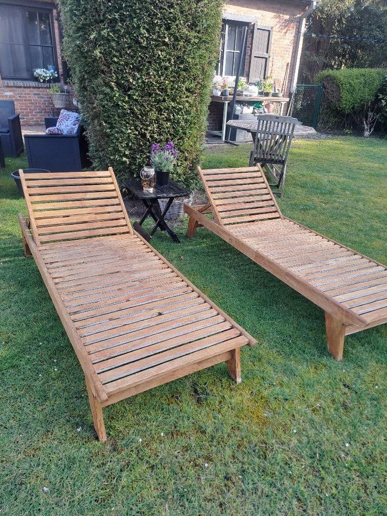 Ligbedden, Tuin en Terras, Ophalen, Gebruikt, Hout, Verstelbaar