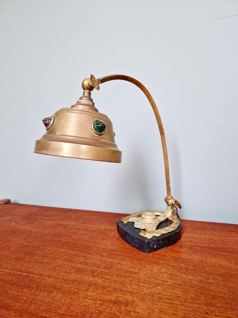 Art Nouveau koperen bureaulamp, jaren 1910, Antiek en Kunst, Ophalen of Verzenden