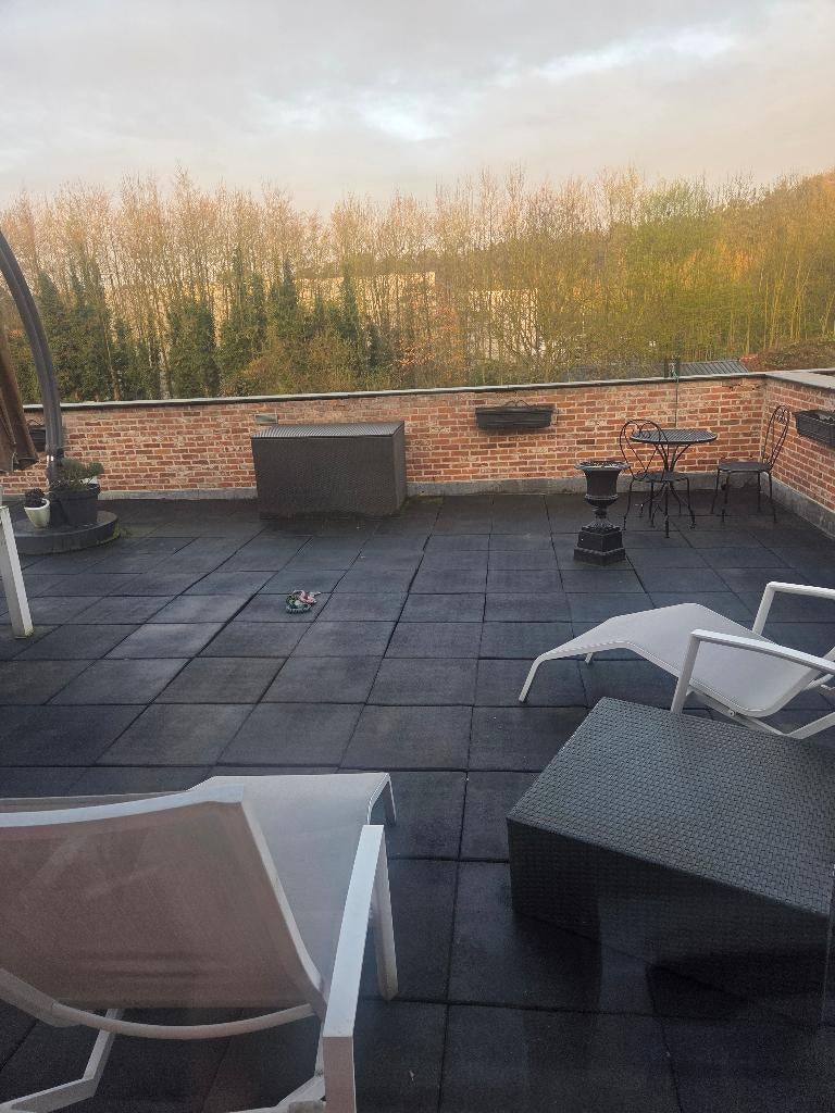 rubber terras tegels 118 m² ongeveer 400 stuks gratis, Tuin en Terras, Ophalen, Gebruikt, Rubber, 10 m² of meer