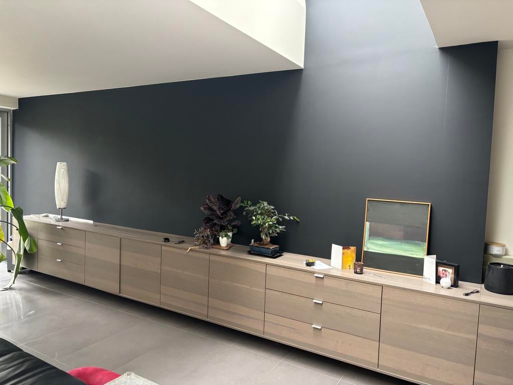 2|3 Moderne buffetkasten, Huis en Inrichting, Kasten | Buffetkasten, Ophalen, Modern met licht gevlamde nerf, Gebruikt, Met deur(en)