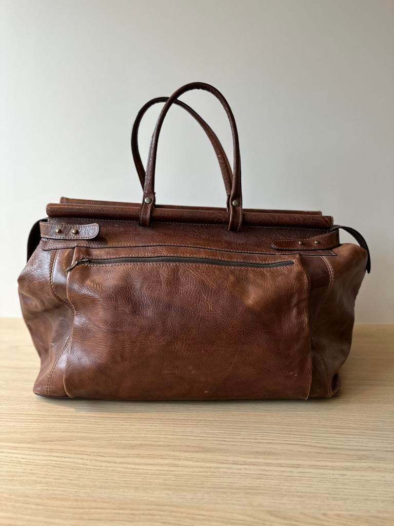 Exclusieve Vintage Mercedes-Benz Leren Reistas / Weekender, Ophalen, Zo goed als nieuw, Bruin