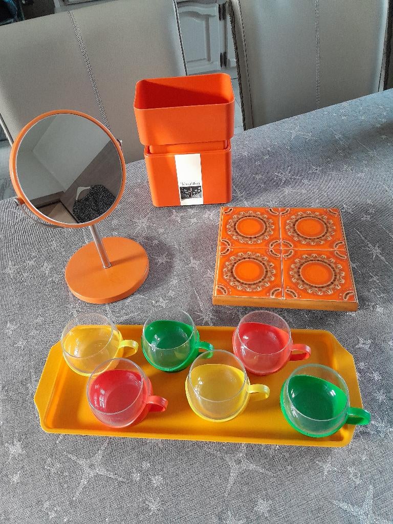 Vintage oranje decorartikelen in goede staat, Ophalen of Verzenden