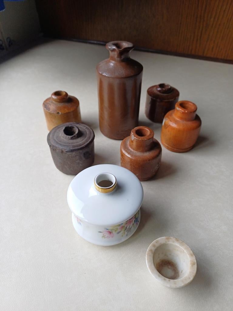 Oude stenen inkpotjes + vulpotje, Hobby en Vrije tijd, Pottenbakken, Ophalen