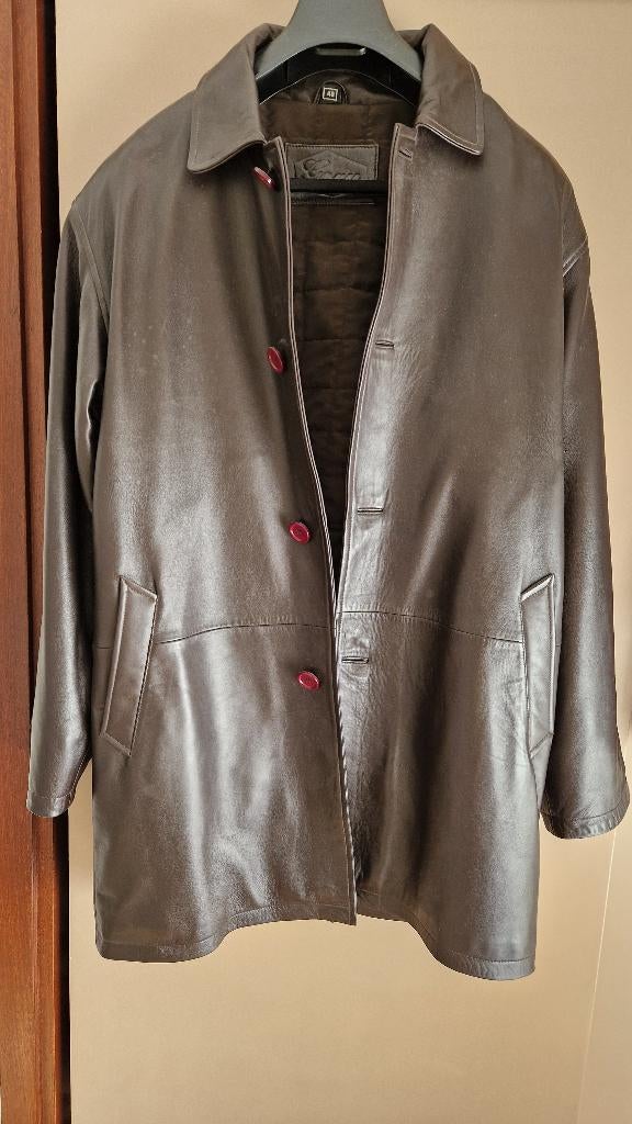 lederen jas, Ophalen, Zo goed als nieuw, Maat 48/50 (M), Bruin