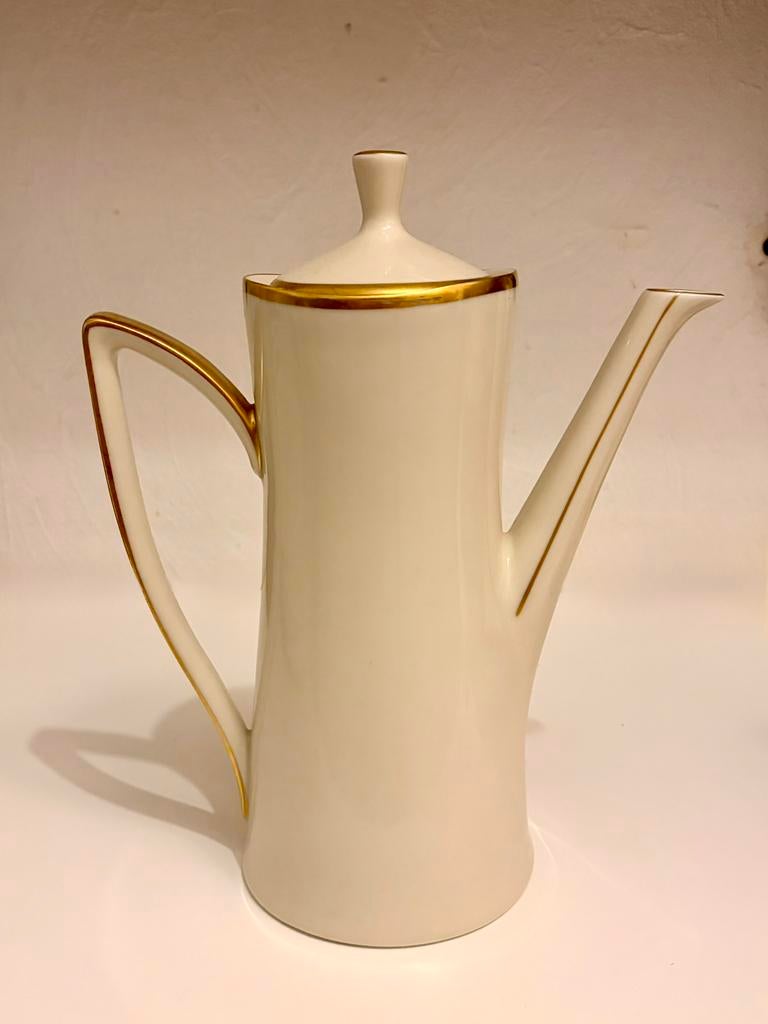 Cafetière  en porcelaine blanche et or Cérabel, Baudour, Antiek en Kunst, Ophalen of Verzenden