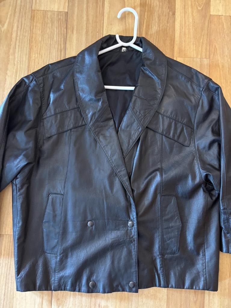 lederen vintage jas maat 40, Kleding | Dames, Jassen | Winter, Ophalen of Verzenden, Zo goed als nieuw, Maat 38/40 (M), Zwart