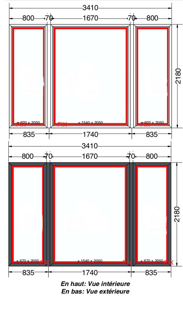 Chassis pvc fixe, Bricolage & Construction, Châssis & Portes coulissantes, Synthétique, Enlèvement, Vitre comprise, 225 cm ou plus
