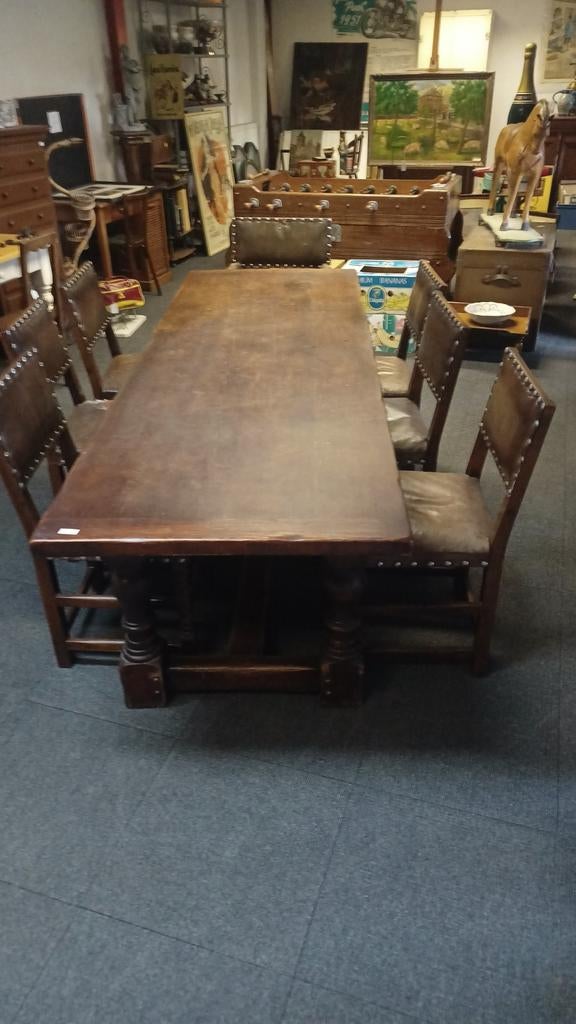 Ancienne table de ferme en chêne massif 2,45 m, Antiquités & Art, Enlèvement