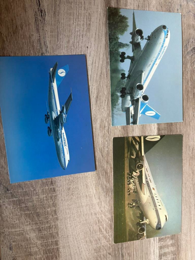 3 oude prentkaarten  sabena en sticker voor de verzamelaar, Verzamelen, Ophalen, Zo goed als nieuw, Kaart, Foto of Prent