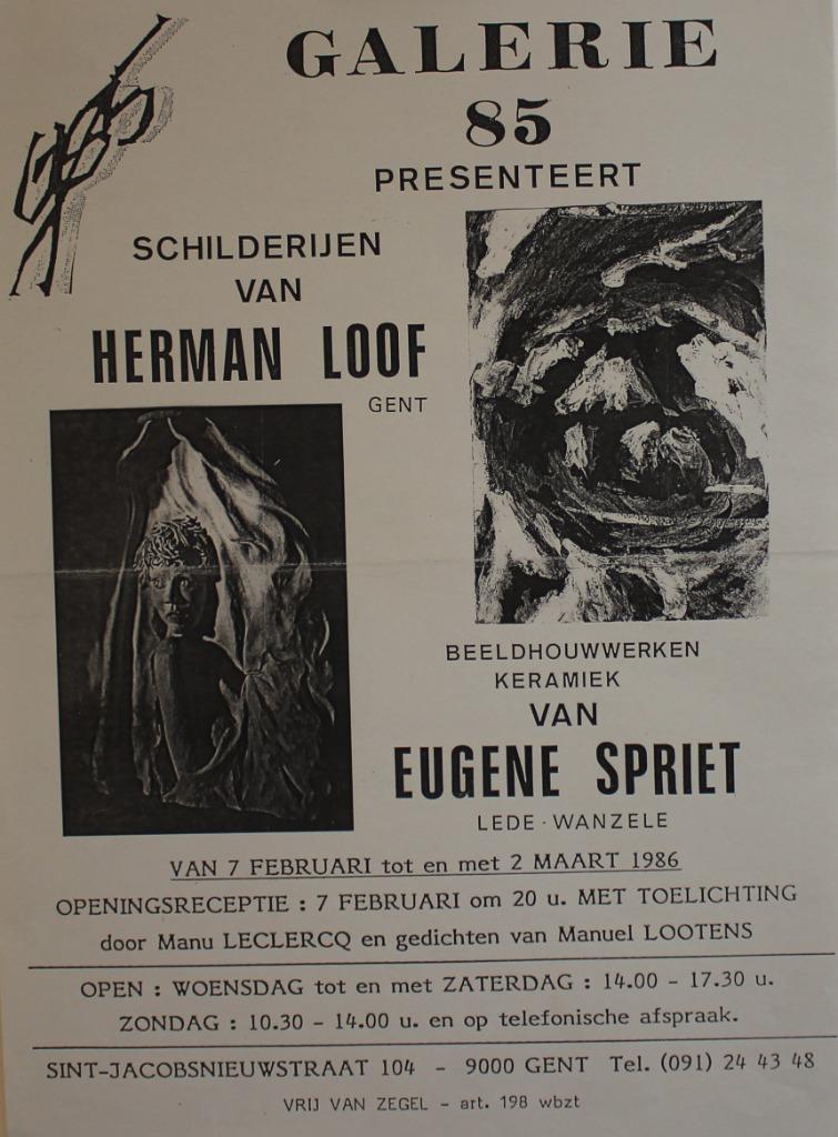 GALERIE 85 HERMAN LOOF EUGENE SPRIET 1986 AFFICHE, Ophalen of Verzenden