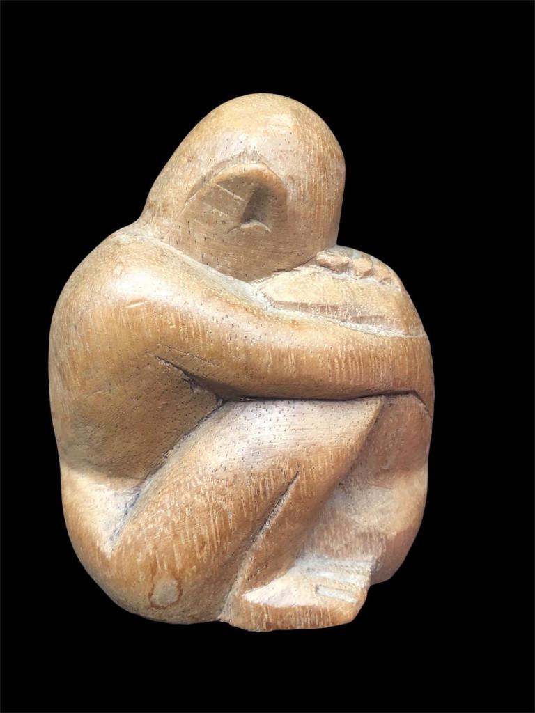 Petite posture yogi de couple en bois, Antiquités & Art, Art | Sculptures & Bois, Enlèvement ou Envoi