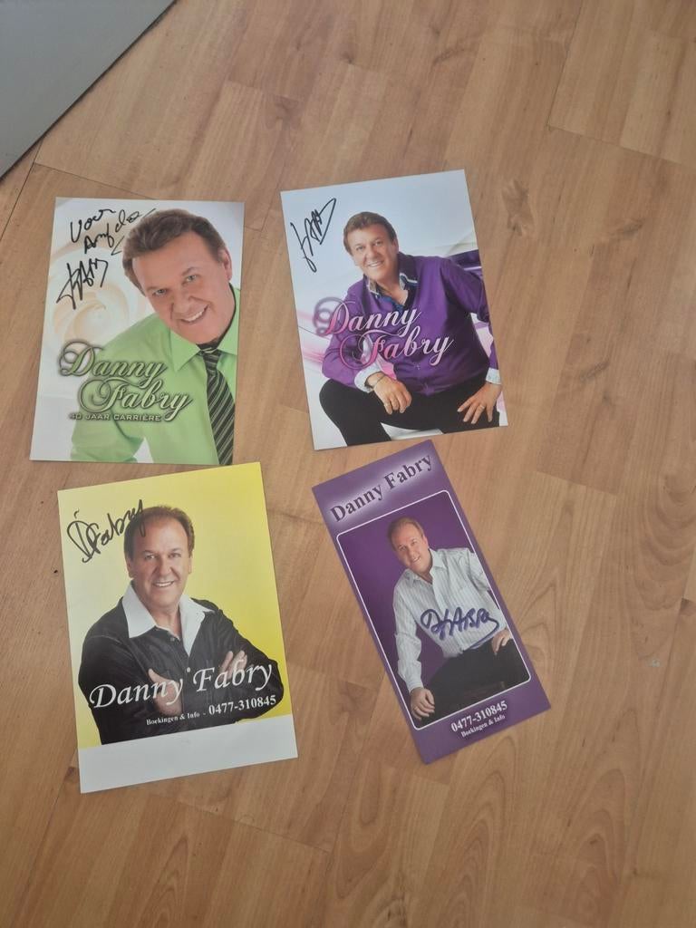 4 fotokaarten met handtekening Danny fabry, Verzenden