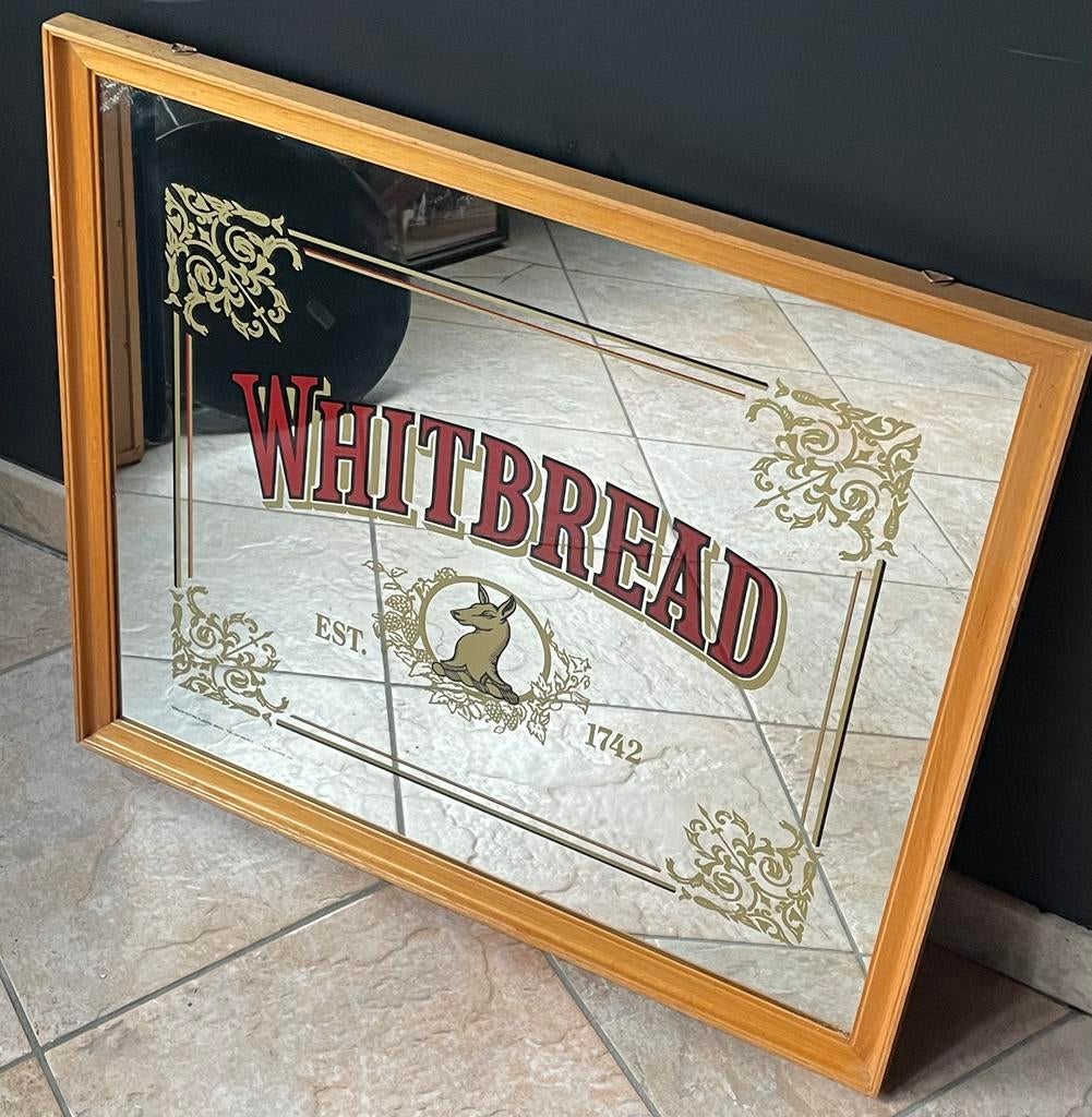 Vintage whitbread reclame spiegel 1990 mancave, Ophalen of Verzenden