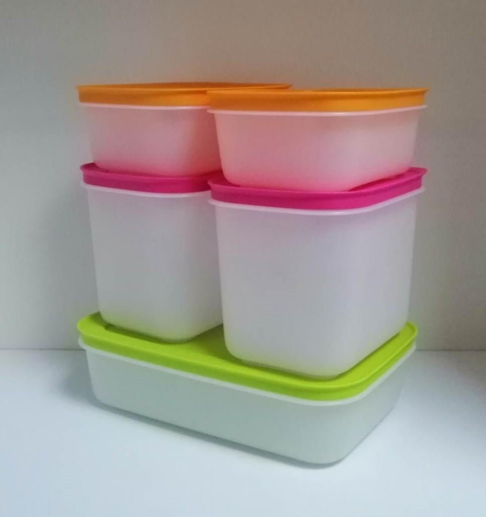 Tupperware™ « Set 5 boites Surgélation - Igloo », Maison & Meubles, Cuisine| Tupperware, Neuf, Boîte, Vert, Blanc, Orange, Violet
