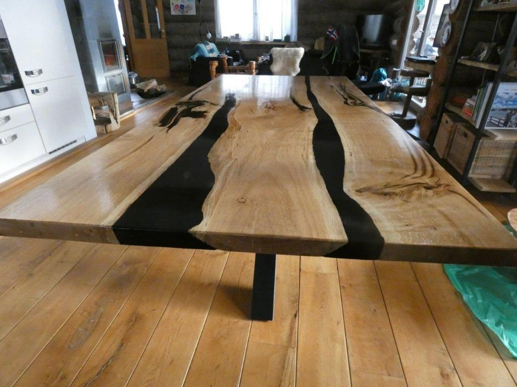 eettafel epoxy tafel eiken matrix poot 218x100x77, Huis en Inrichting, Tafels | Eettafels, Ophalen, 100 tot 150 cm, Vijf personen of meer