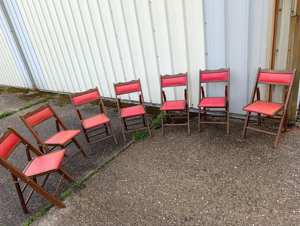 Chaises vintage pliantes Shanghai 7pc, Huis en Inrichting, Stoelen, Gebruikt, Ophalen of Verzenden