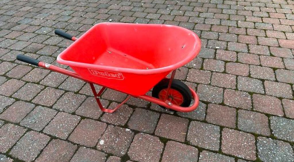 Rode Kinder Kruiwagen Van Polet Te Koop!, Tuin en Terras, Kruiwagens, Ophalen, Eenwielig, Zo goed als nieuw, Polet
