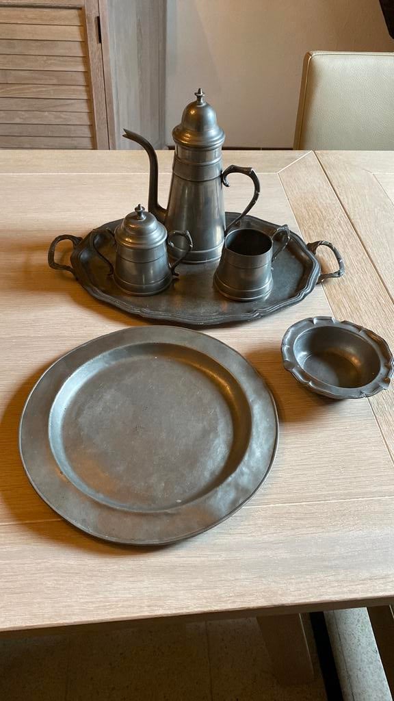 Tinnen koffie stel, Antiek en Kunst, Ophalen