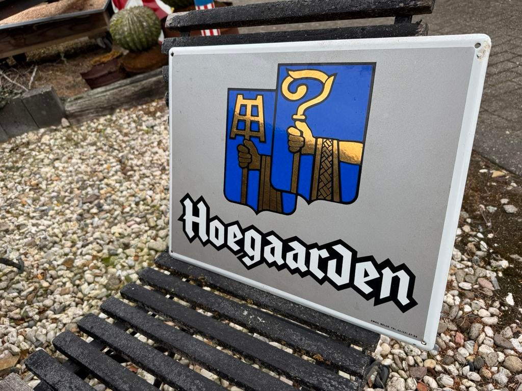 Hoegaarden bier emaille reclamebord, Verzamelen, Ophalen of Verzenden, Gebruikt, Reclamebord