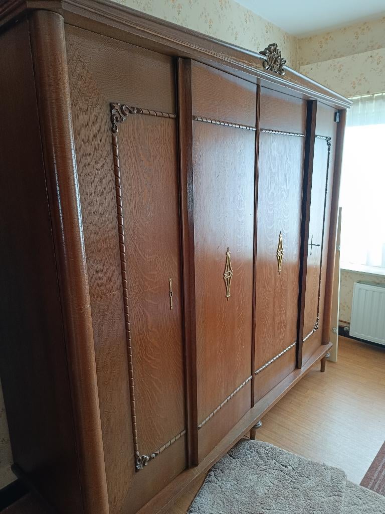Eiken kleerkast 4 deuren, Ophalen, Gebruikt, Eikenhout, 200 cm of meer