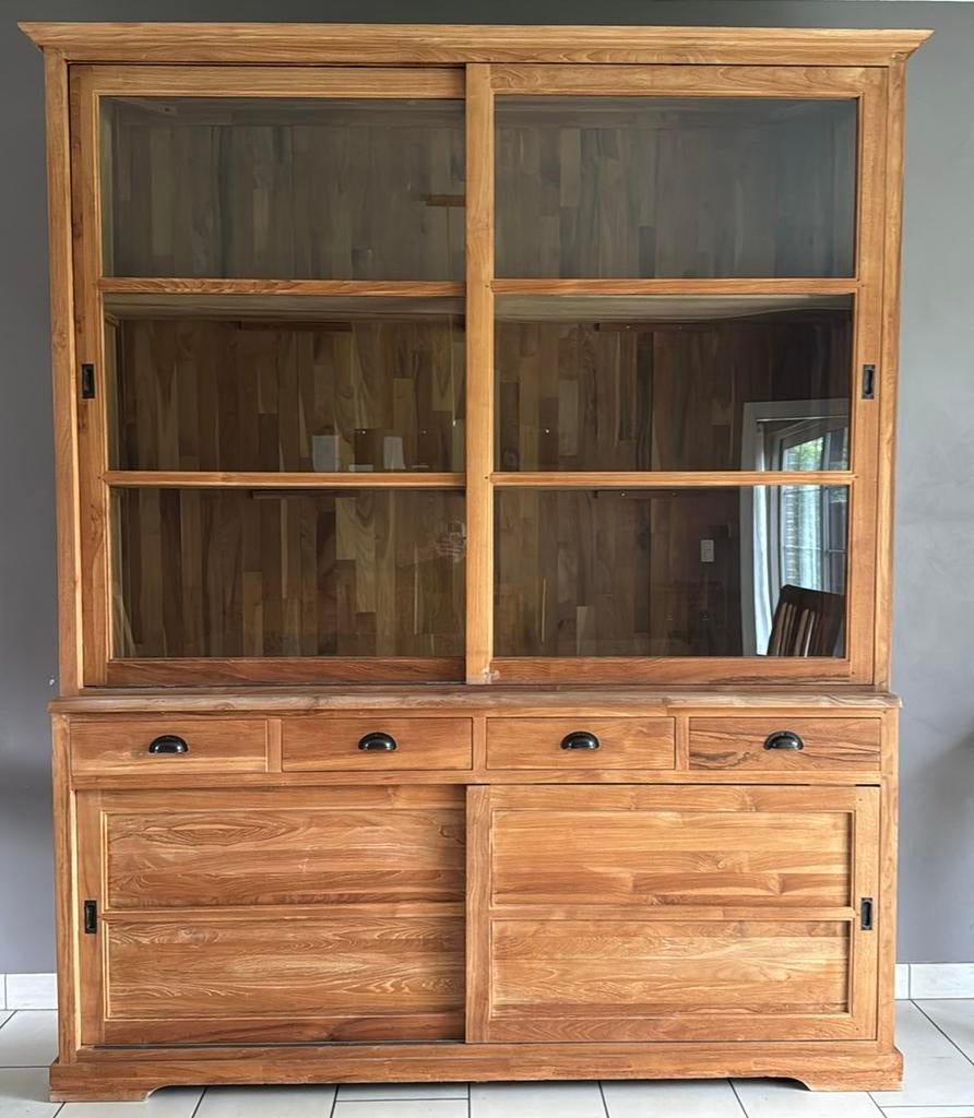 Vitrinekast + dressoir, Ophalen, 200 cm of meer, 150 tot 200 cm, Teakhout