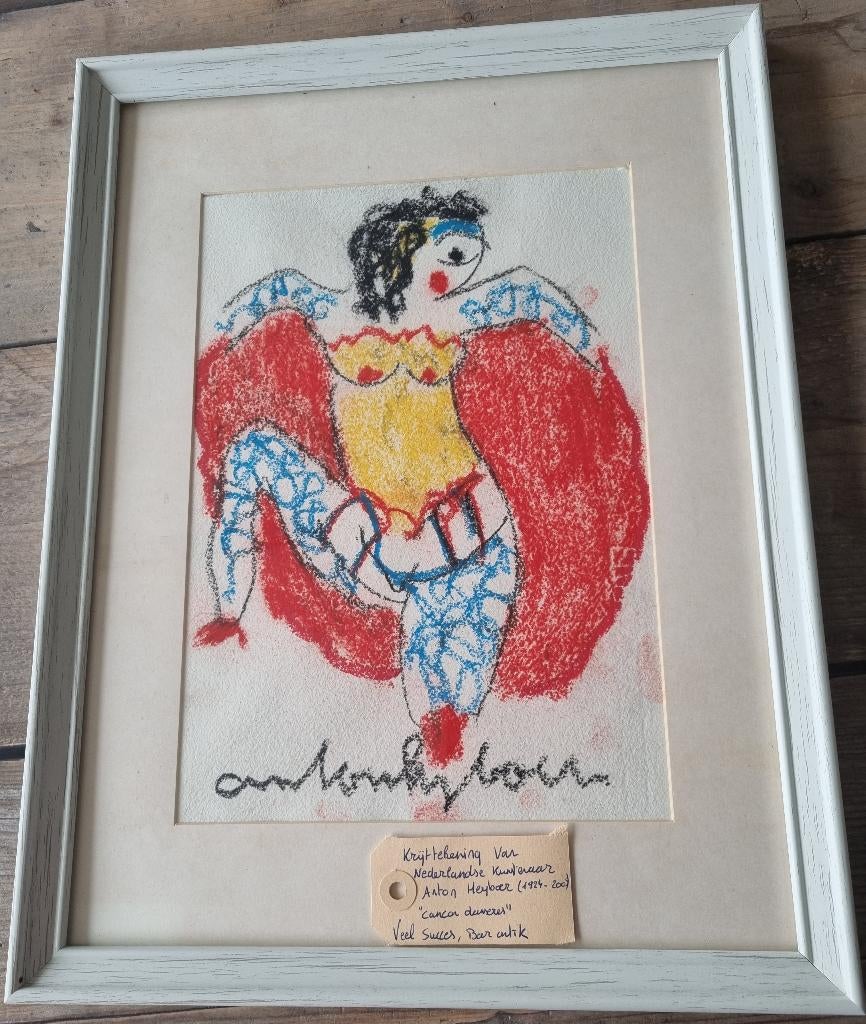 Krijttekening Anton Heyboer 'cancan danseres', Antiek en Kunst, Kunst | Schilderijen | Modern, Ophalen