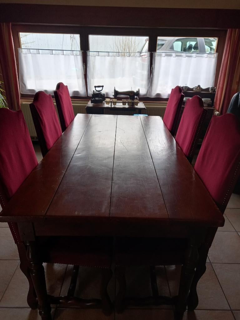 TABLE ET 6 CHAISES, Table de ferme, 150 à 200 cm, Cinq personnes ou plus, Enlèvement