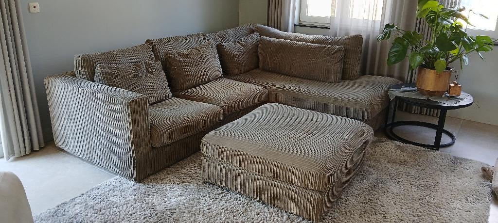 Canapé d'angle, velours côtelé, état neuf, Maison & Meubles, Enlèvement, Comme neuf, Tissus, Comfort
