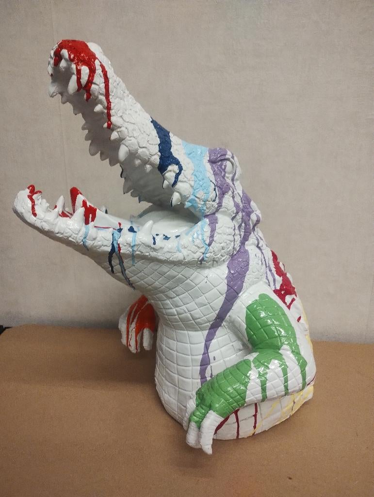 krokodillen hoofd, Tuin en Terras, Tuinbeelden, Dierenbeeld, Kunststof, Ophalen of Verzenden, Zo goed als nieuw