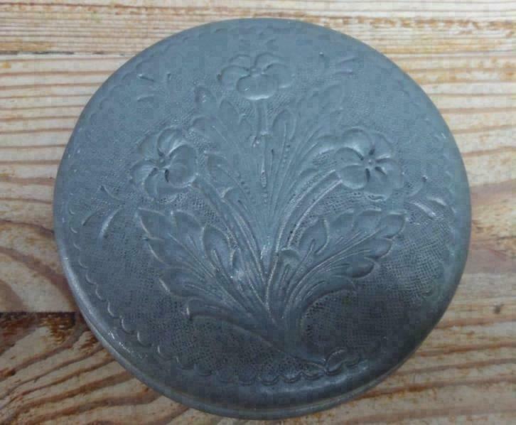 SALE brocante tinnen doosje, bloemen, Estanho Puro 95 %, Ophalen of Verzenden