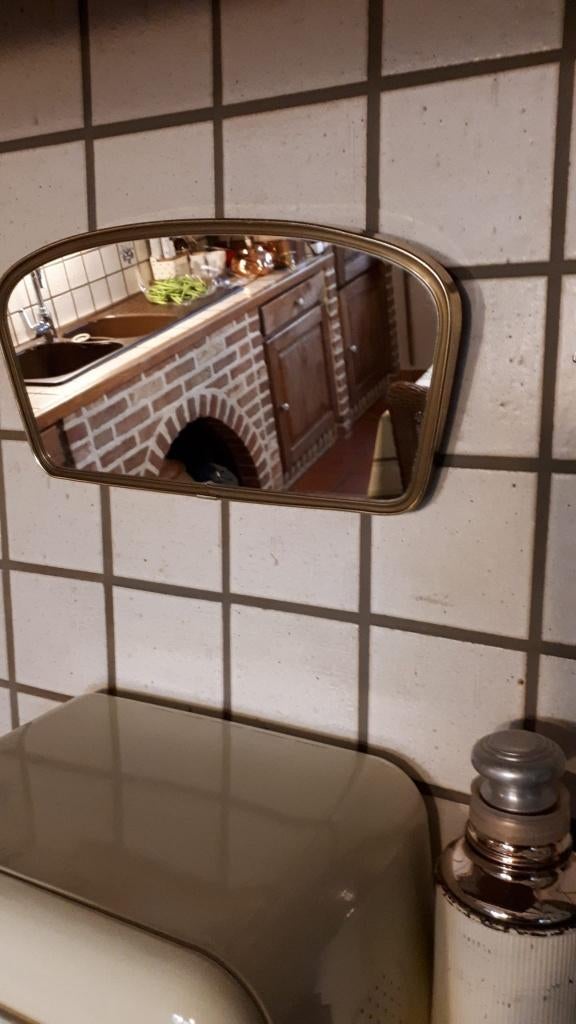 Petit miroir vintage avec cadre en laiton - 1960, Antiquités & Art, Enlèvement ou Envoi