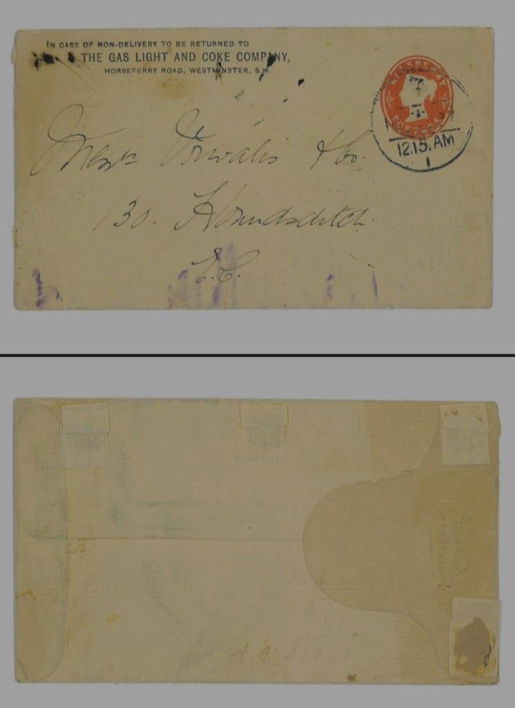 Ancien enveloppe The Gas Light and Coke Company Westminster, Timbres & Monnaies, Lettres & Enveloppes | Étranger, Enlèvement ou Envoi